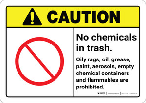 Caution: No Chemicals in Trash ANSI Landscape
