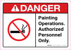 Danger: Painting Operations - Authorized Personnel Only ANSI Landscape