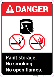 Danger: Paint Storage - No Smoking/No Open Flames ANSI Portrait