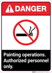 Danger: Painting Operations - Authorized Personnel Only ANSI Portrait