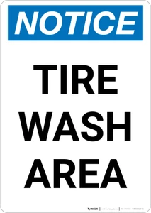 Notice: Tire Wash Area Portrait