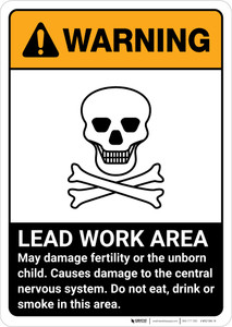 Warning: Lead Work Area May Damage Fertility and Nervous System ANSI Portrait