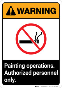 Warning: Painting Operations - Authorized Personnel Only ANSI Portrait