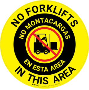 No Forklifts In This Area Bilingual Spanish - Floor Sign