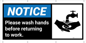 Notice: Please Wash Hands Before Returning Banner