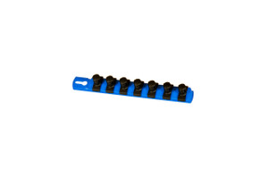 8” Magnetic Socket Organizer and 7 Socket Clips - Blue - 1/2”