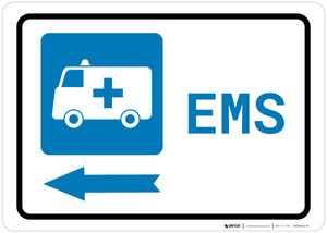 Emergency Left Arrow with First Aid Symbol Landscape - Wall Sign
