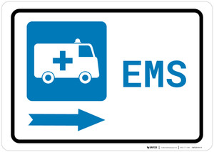 Emergency Right Arrow with First Aid Symbol Landscape - Wall Sign
