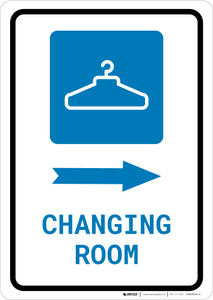 Changing Room Right Arrow with Icon Portrait - Wall Sign