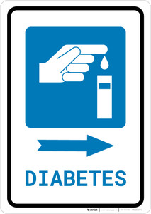 Diabetes Right Arrow with Icon Portrait - Wall Sign