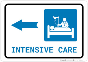 Intensive Care Left Arrow with Icon Landscape - Wall Sign