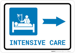 Intensive Care Right Arrow with Icon Landscape - Wall Sign