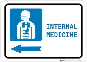 Internal Medicine Left Arrow with Icon Landscape - Wall Sign