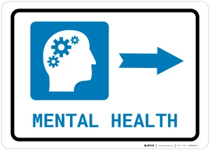 Mental Health Right Arrow with Icon Landscape - Wall Sign