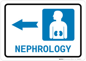 Nephrology Left Arrow with Icon Landscape - Wall Sign