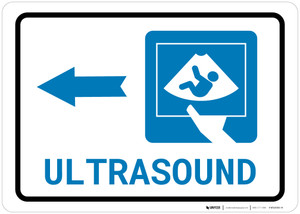 Ultrasound Left Arrow with Icon Landscape - Wall Sign