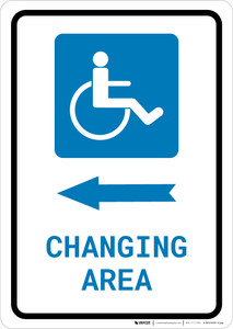 ADA Accessible Changing Area Left Arrow with Icon Portrait - Wall Sign