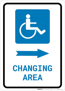 ADA Accessible Changing Area Right Arrow with Icon Portrait - Wall Sign