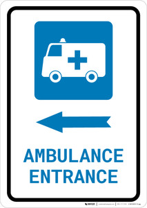 Ambulance Entrance Left Arrow with Icon Portrait - Wall Sign