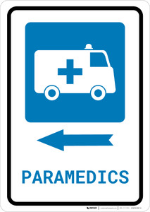 Paramedics Left Arrow with Icon Portrait - Wall Sign