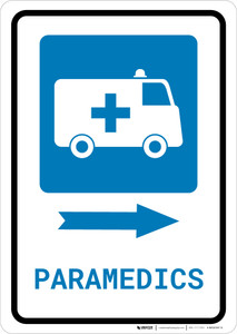 Paramedics Right Arrow with Icon Portrait - Wall Sign