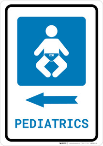 Pediatrics Left Arrow with Icon Portrait - Wall Sign