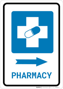 Pharmacy Right Arrow with Icon Portrait - Wall Sign