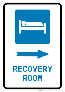 Recovery Room Right Arrow with Icon Portrait - Wall Sign