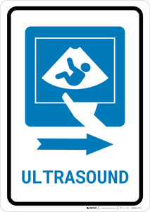 Ultrasound Right Arrow with Icon Portrait - Wall Sign