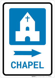 Chapel Right Arrow with Icon Portrait - Wall Sign