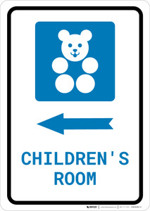 Children's Room Left Arrow with Icon Portrait - Wall Sign