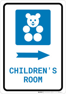 Children's Room Right Arrow with Icon Portrait - Wall Sign