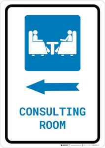 Consulting Room Left Arrow with Icon Portrait - Wall Sign