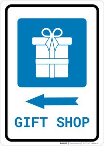 Gift Shop Left Arrow with Icon Portrait - Wall Sign