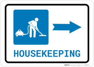 Housekeeping Right Arrow with Icon Landscape - Wall Sign