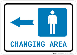 Mens Changing Area Left Arrow with Icon Landscape - Wall Sign