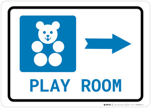 Play Room Right Arrow with Icon Landscape - Wall Sign