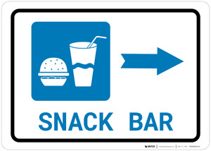 Snack Bar Right Arrow with Icon Landscape - Wall Sign