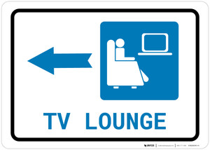 TV Lounge Left Arrow with Icon Landscape - Wall Sign