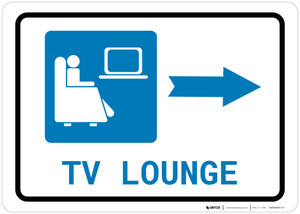 TV Lounge Right Arrow with Icon Landscape - Wall Sign