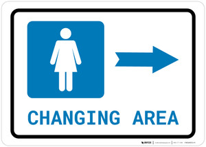 Womens Changing Area Right Arrow with Icon Landscape - Wall Sign