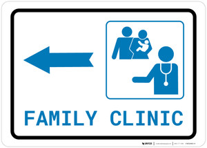Family Health Clinic Left Arrow with Icon Landscape v2 - Wall Sign