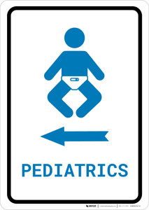 Pediatrics Left Arrow with Icon Portrait v2 - Wall Sign