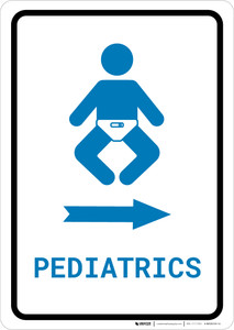 Pediatrics Right Arrow with Icon Portrait v2 - Wall Sign