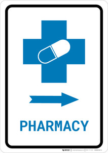 Pharmacy Right Arrow with Icon Portrait v2 - Wall Sign