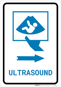 Ultrasound Right Arrow with Icon Portrait v2 - Wall Sign
