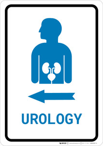Urology Left Arrow with Icon Portrait v2 - Wall Sign
