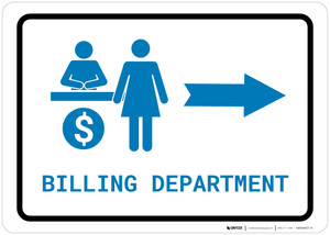 Billing Department Right Arrow with Icon Landscape v2 - Wall Sign