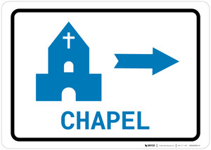 Chapel Right Arrow with Icon Landscape v2 - Wall Sign