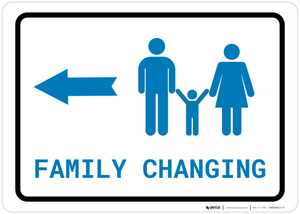 Family Changing Left Arrow with Icon Landscape v2 - Wall Sign